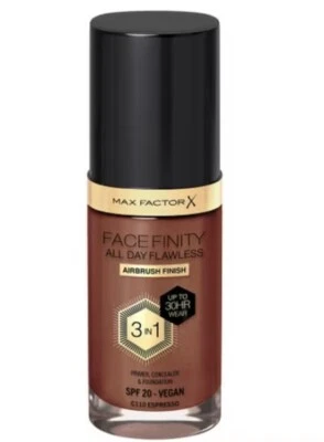 Max Factor Facefinity All Day Flawless 3in1 Foundation SPF 20 30ml C110 EXPRESSO - Image 1 of 3