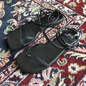 Marc Fisher Women’s Size 8.5 Nalica Black Leather Studded Strappy Sandals - Picture 1 of 4