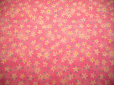 30s Reproduction Fabric By Yard SALE White Blue Floral Mottled Pink Cotton #PC - Image 1 of 2