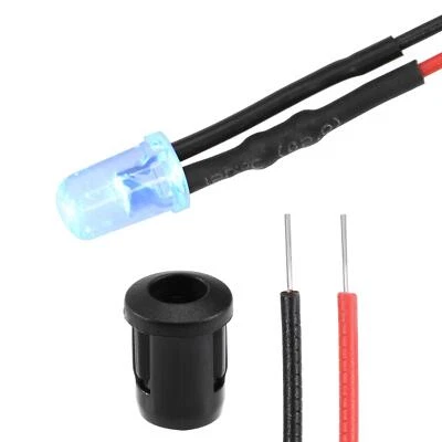 20Ensemble 12V 5mm LED Bleu Lumière Haut Rond Transparent Lentille 8mm Panneau - Photo 1/4
