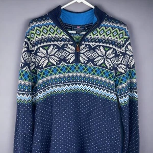 Vineyard Vines Nordic Fair Isle Quarter Zip Alpaca Blend Sweater Youth Boys Med - Picture 1 of 8