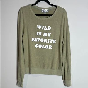 Wildfox Wild Is My Favorite Color Green Beach Jumper Sweatshirt Size Small NWT - Picture 1 of 5
