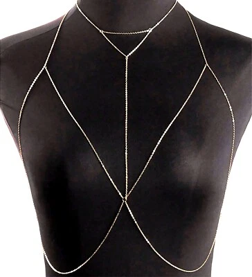 Golden Color Fashion Sexy Versatile Body Chest Chain Lingerie Body Jewelry  - Image 1 of 2