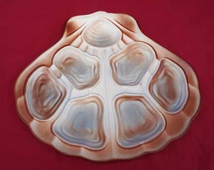 French Faience Triangular Oyster Plate Salins Vintage 1960 - Picture 1 of 6