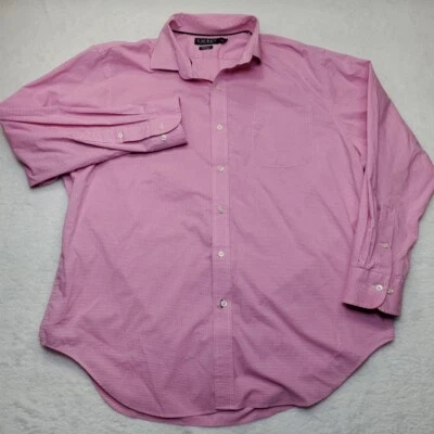 Camisa De Colección Lauren Ralph LRL Calce Clásico Para Hombres XL 17.5 34/35 Rosa Abotonada Y2K Foto 1 de 4