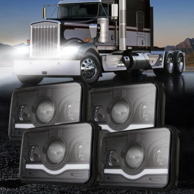 Brightest 4pcs 4x6" Led Headlights H4656 for Kenworth T400 T600A T800 W900 - Image 1 of 4