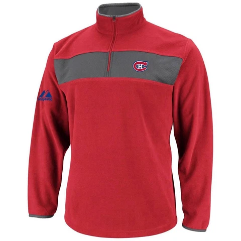 Majestic Montreal Canadiens "Clipping" Men's 1/4 Zip Chiller Fleece Pullover Cover
