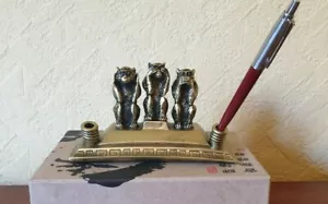 3 Wise Monkeys Desk Pen Holder - Picture 1 of 2