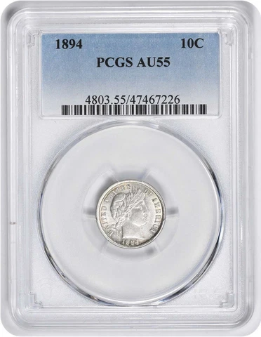 1894 Barber Silver Dime AU55 PCGS Cover