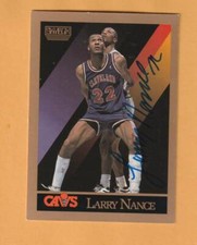 Larry Nance Cleveland Cavaliers AUTO Signed 1990-91 SkyBox Clemson Tigers 4J