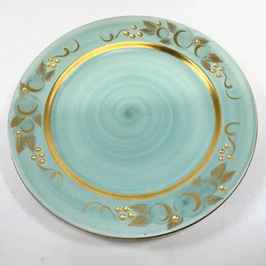 Vintage STANGL FROSTED FRUIT 11" Dia Plate Platter Green & Gold - Picture 1 of 2