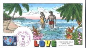 COLLINS PINTADO A MANO 2535 Q1801 Love Hawaii Surf - Imagen 1 de 1