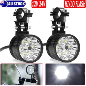 2x LED Motorcycle Headlight Spot Lights Driving Fog Lamps Hi/Low Flash Universal - Picture 1 of 12