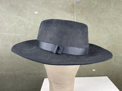 Vintage Cowboy Hat 7 1/8 Black Distressed Wide Brim 50s 60s Western Wear - Image 1 of 4