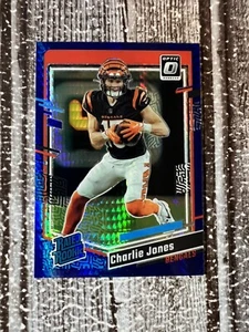2023 Panini Donruss Optic Rated Rookie Blue Hyper Charlie Jones #223 Bengals - Picture 1 of 2