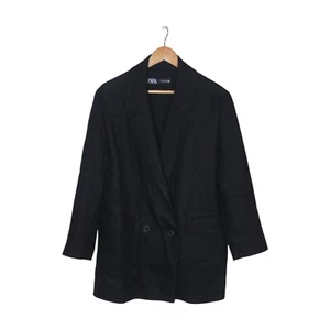 Zara Manteco Italian Wool Linen Blend Fabric Men's Jacket Size S Solid Black - Bild 1 von 11