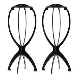 2PCS Wig Stand Portable Collapsible Holder Durable Display 13.8 Black - Picture 1 of 11