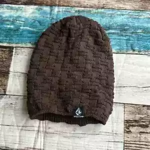 Volcom Knit Fur Lined Beanie Dark Brown Adult One Size VGC - Picture 1 of 3