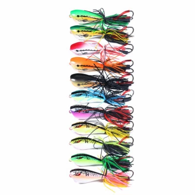 11 PIEZAS 9 cm/9,5 g señuelo de pesca de goma rana de agua superior cebo suave cebo flotante Foto 1 de 4