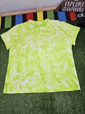 Lululemon festival women tshirt M tie dye neon lime green pima cotton streetwear - Image 1 of 4