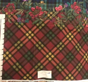 Daisy Kingdom Embroidered Tartan Border Fabric .667 Yard - Picture 1 of 4