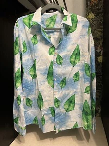 CAMICIA da uomo nuova senza etichette SSLR foglie botaniche abbottonate taglia MEDIA manica lunga - Foto 1 di 3
