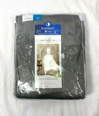 Panel Cortina Liz Clairborne Gris Blackout Pellizco-Plisado/Pestaña Trasera, 30"x95" Foto 1 de 2