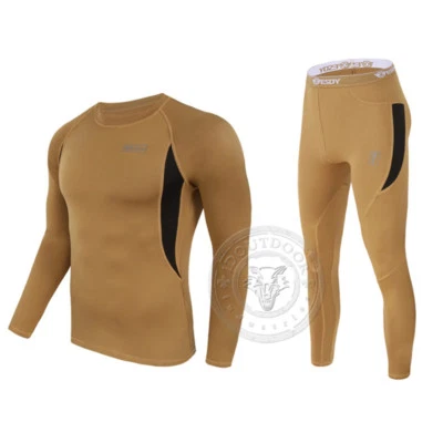 Juego de ropa interior térmica ESDY para hombre Long Johns suave secado rápido parte superior e inferior polar  Foto 1 de 4