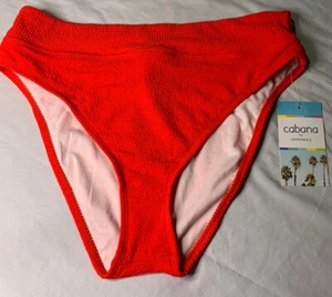 Red Crepe Runched Cabana By Crown & Ivy Bikini Swimsuit Bottoms Sz M NWT Cruise - Picture 1 of 5