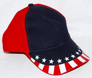 Gorra de béisbol ajustable, rojo patriótico, blanco y azul, ligeramente usada, tiro en la cabeza - Imagen 1 de 5