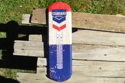 Standard Oil Co. Thermometer Tin Metal Sign -  SOCONY - Chevron - Gas Station - Image 1 of 4