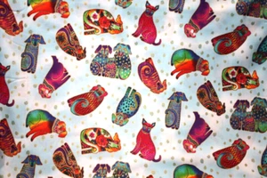 KINDRED CANINES BY LAUREL BURCH - GILDED MULTICOLORED DOG TOSS ON WHITE - Picture 1 of 3