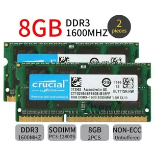 Crucial 16GB 2x8GB PC3-12800 DDR3 1600MHz RAM for MacBook Pro 13" Mid-2012 A1278 - Picture 1 of 7