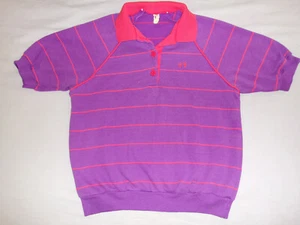 CAMISETA POLO A RAYAS COLGADA DIEZ AÑOS 70 80 DE COLECCIÓN PARA MUJER S/X HECHA EN EE. UU. SÚPER SUAVE ¡RARA! - Imagen 1 de 5