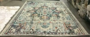 CREAM / BLUE 9' X 12' Loose Threads Rug, Reduced Price 1172638948 MAD473B-9 - Picture 1 of 4