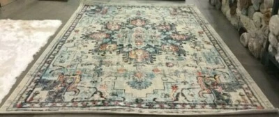 CREAM / BLUE 9' X 12' Loose Threads Rug, Reduced Price 1172638948 MAD473B-9 - Image 1 of 4