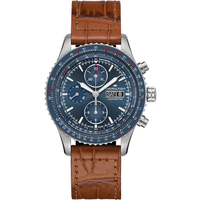 Nuevo reloj para hombre Hamilton caqui convertidor de aviación cronógrafo automático esfera azul H76746540 Foto 1 de 4