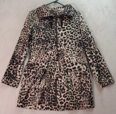 Chaqueta Dana Buchman Mujer Pequeña Crema Multi Estampado Leopardo Manga Larga Cremallera Completa Foto 1 de 4