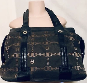 Etienne Aigner Canvas Brown Large Monogrammed Handbag PreOwned Great Condition - Picture 1 of 12