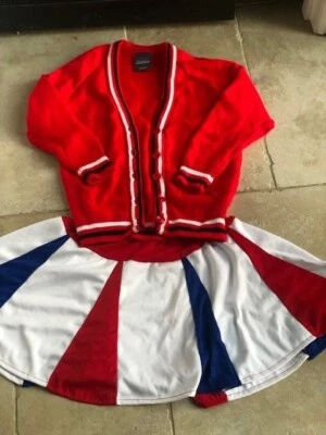 High School Musical Costume Cheerleading 2 piece Skirt Cardigan Age 6-9 - Image 1 of 4