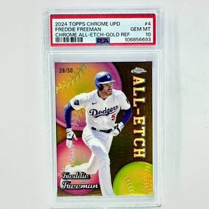 2024 Topps Chrome Update Freddie Freeman All-Etch GOLD /50 LA Dodgers PSA 10 - Imagen 1 de 3