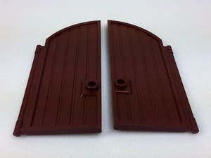 LEGO Door 1x4x7 2/3 Curved Top Castle Pirates 24054 Reddish Brown (x2) Authentic - Picture 1 of 6