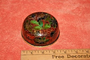 Vintage Brass Cloisonné' Small Bowl Blue inside Flowers outside - Picture 1 of 1