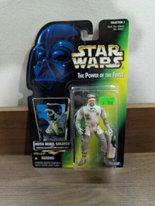 Kenner Star Wars POTF Green Card No Foil Hoth Rebel Soldier 3,75" Figura Sigillata - Foto 1 di 7