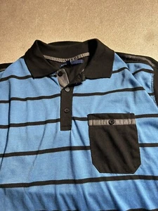 Antic Large blau und schwarz gestreiftes Hemd Kragen Hemd - Bild 1 von 7