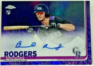 Topps Chrome Brendan Rodgers 2019 autógrafo refractor púrpura novato radiocontrol 171/250 - Imagen 1 de 2