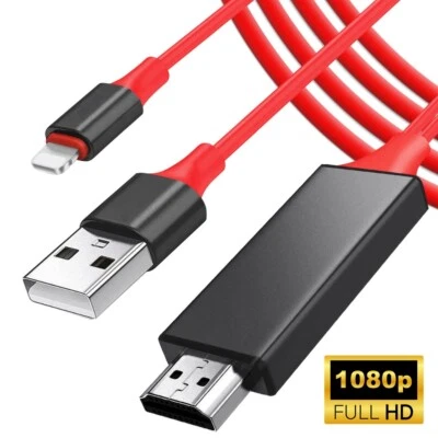 HDMI AV HDTV Mirroring Cable Adapter For iPhone 7 8 X 11 12 13 14 Pro Max Plus - Image 1 of 4