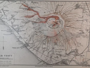 1888 VESUVIUS Volcano Vintage Map Italy ORIGINAL 6.5 x 9.5"- C21-19 - Picture 1 of 3