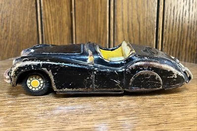 Coche de juguete de fricción original Bandai Tin Litho Jaguar XK 120 1950 negro convertible Foto 1 de 4