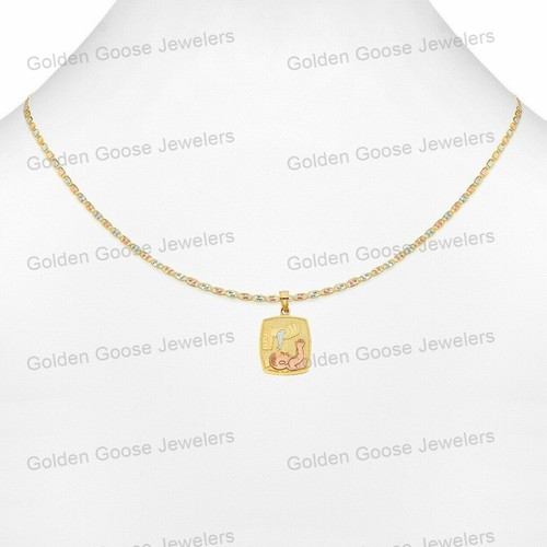 Ciondolo Charm Religioso Battesimo Oro 14KT Tricolore Catena Valentino